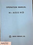 Amada-AMADA Horizontal Bandsaw, Model H-450 HD, Operation Manual- H-450 HD-01